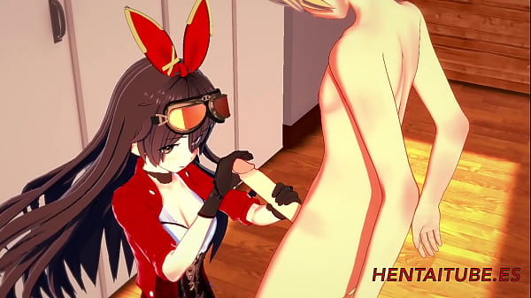 Genshim Impact Hentai – Amber Handjob, Blowjob, Boobjob and fucked with cum in her mouth and pussy 1/2